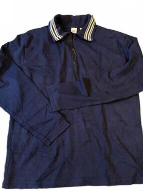 Vintage GAP Navy Blue Quarter Zip Pullover Size XL Striped Collar 90s Y2K